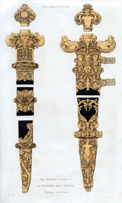 Dolk och svärd, tidigt 1500-tal, 1843. av Henry Shaw