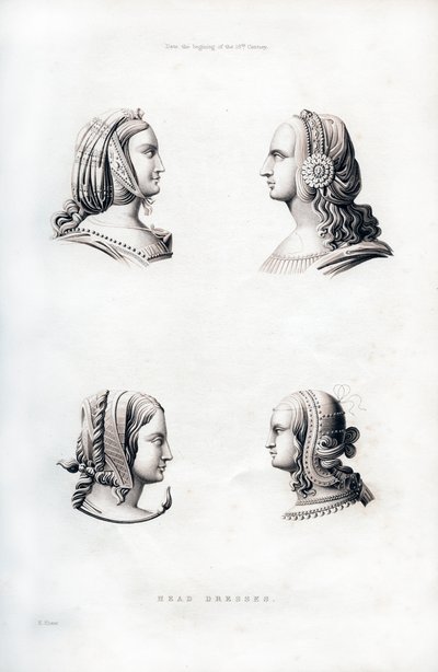 Huvudbonader, tidigt 1500-tal, 1843. av Henry Shaw