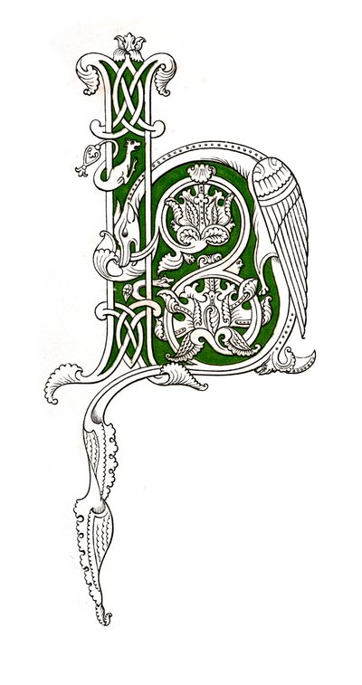 Inledande bokstav H, 1100-talet, 1843. av Henry Shaw