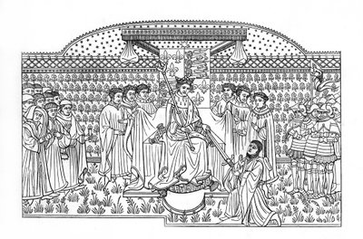 Kung Henrik VI överlämnade ett svärd till earlen av Shrewsbury, c1445, 1843. av Henry Shaw