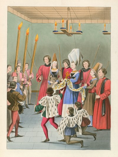 The Lady of the Tournament Deliver the Prize, c 1450 av Henry Shaw