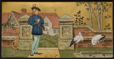 The Lover, plakett föreställande en illustration från Shakespeares Seven Ages, Minton ware, Staffordshire, 1874 (emaljerad lergods) av Henry Stacey after Marks