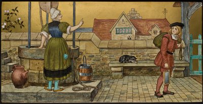 The Schoolboy, plakett föreställande en illustration från Shakespeares Seven Ages, Minton ware, Staffordshire, 1874 (emaljerad lergods) av Henry Stacey after Marks