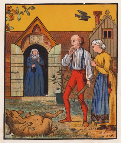 Skräddaren och kråkan (färglitografi) av Henry Stacy (after) Marks