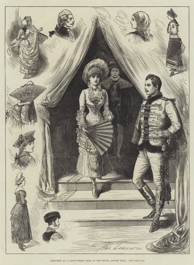 Skisser på en utklädningsbal i Royal Albert Hall av Henry Stephen Ludlow