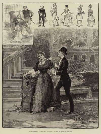 Skisser från Lords and Commons, på Haymarket Theatre av Henry Stephen Ludlow