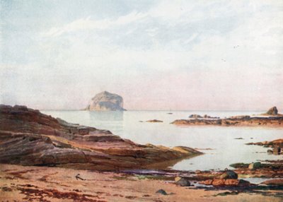 The Bass Rock - En stilla kväll (färglitografi) av Henry Sutton Palmer