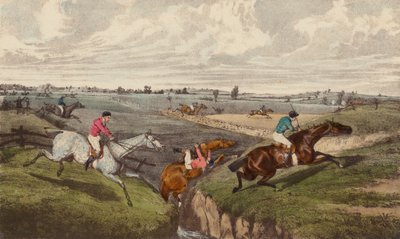 A Steeple-Chase (litho i färg) av Henry Thomas (after) Alken