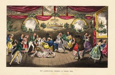 Dansare som krockar under en vals på en elegant bal i Paris av Henry Thomas (after) Alken