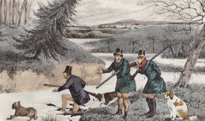 Mytton skjuter på vintern (litografi) av Henry Thomas (after) Alken