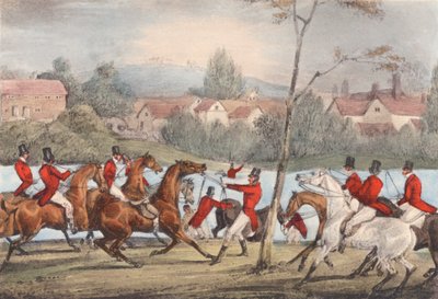 Mytton simmar i Severn vid Uppington Ferry, "Den som kallar sig sportsman, låt honom följa mig!" (litografi) av Henry Thomas (after) Alken