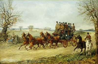 En tränare och fyra på en höstväg, av Henry Thomas Alken