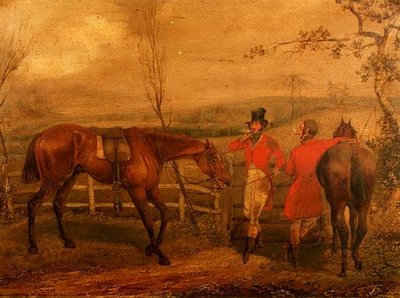 Jägare som röker vid ett staket (par 63919) av Henry Thomas Alken