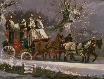 London till Dover buss i snön av Henry Thomas Alken