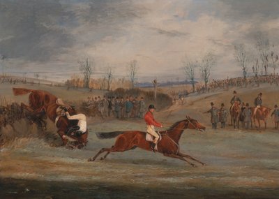 Scener från ett hinderlopp: Nära målet, ca. 1845. av Henry Thomas Alken