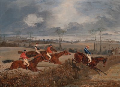 Scener från ett hinderlopp: Tar en häck, ca. 1845. av Henry Thomas Alken