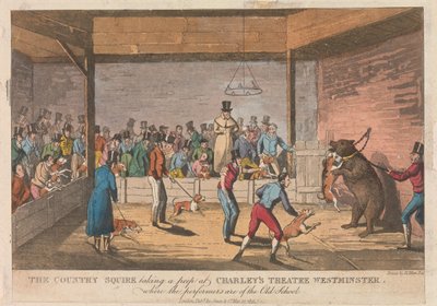 Lantjunkaren tar en titt på Charleys teater i Westminster av Henry Thomas Alken