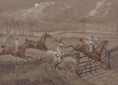 The Last Field nära Nacton Heath, plåt 3, från The First Steeple Chase on Record, graverad av J. Harris, tryckt av Ackermann, London 1839 (färgad akvatint) av Henry Thomas Alken