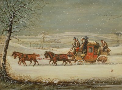 The Royal Mail in Winter (olja på panel) av Henry Thomas Alken