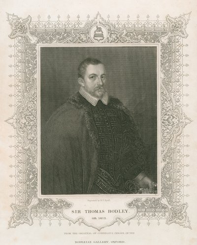Porträtt av Sir Thomas Bodley (1545-1613) (gravyr) av Henry Thomas Ryall