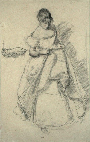 Study of a Girl (svart krita med röd krita) av Henry Tonks