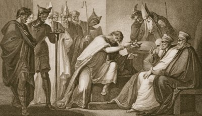 Edvard II avstår från sin krona, graverad av Schiavonelli, illustration från David Humes "The History of England", utgiven av R. Bowyer, London, 1812. av Henry Tresham