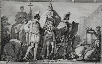 Henry och Lewis dirigerar påven till slottet Torci, graverad av Saunders, illustration från David Humes 