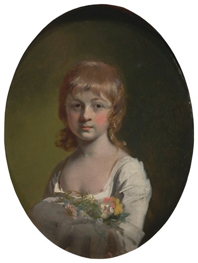 Flicka med en bukett blommor av Henry Walton