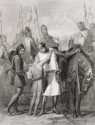 Richard, Earl of Pembroke, tar avsked med sin bror innan han lämnade till Irland 1169, från 