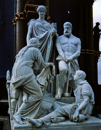Tillverkar, skulpturgrupp från Albert Memorial, färdig 1876 (granit) av Henry Weekes