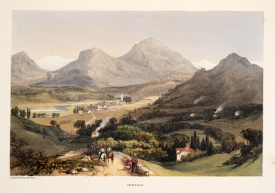 Hernani, från Sketches of scenery i de baskiska provinserna i Spanien, med ett urval av nationell musik …, pub. 1838 (handfärgad gravyr) av Henry Wilkinson