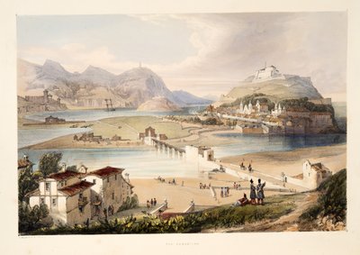 San Sebastian, från Sketches of scenery i de baskiska provinserna i Spanien, med ett urval av nationell musik ?, pub. 1838 (handfärgad gravyr) av Henry Wilkinson