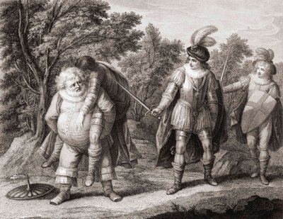 Falstaff med kroppen av Hotspur på ryggen. (skriva ut) av Henry William (after) Bunbury