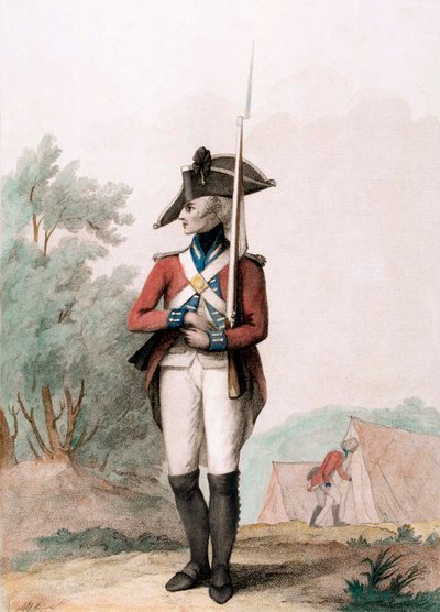 Foot Soldier, ca 1791 (sticksticksgravyr) av Henry William (after) Bunbury