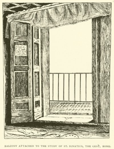 Balkong kopplad till studiet av St Ignatius, Gesu, Rom (gravyr) av Henry William Brewer