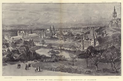Fågelperspektiv över den internationella utställningen i Glasgow av Henry William Brewer