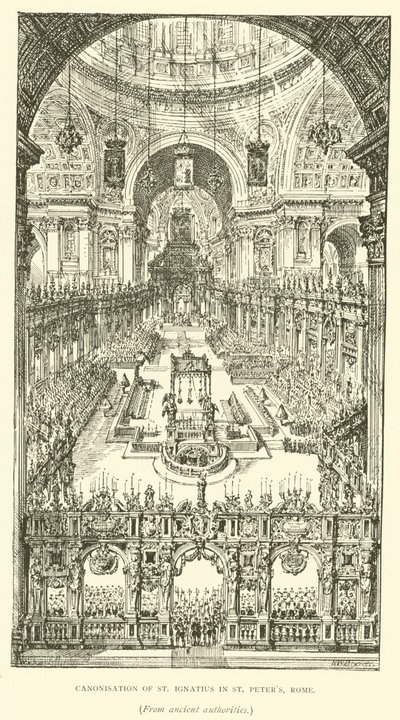 Kanonisering av St Ignatius i Peterskyrkan, Rom (gravyr) av Henry William Brewer
