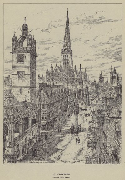 Cheapside, från öst av Henry William Brewer