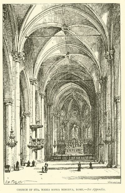 Kyrkan Sta Maria Sopra Minerva, Rom (gravyr) av Henry William Brewer
