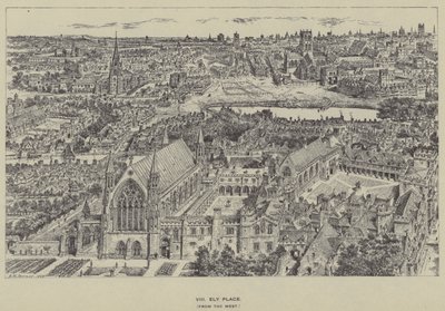 Ely Place, från väst av Henry William Brewer