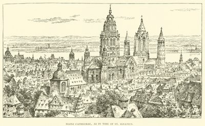 Mainz katedral, som i tiden för St Ignatius (gravyr) av Henry William Brewer
