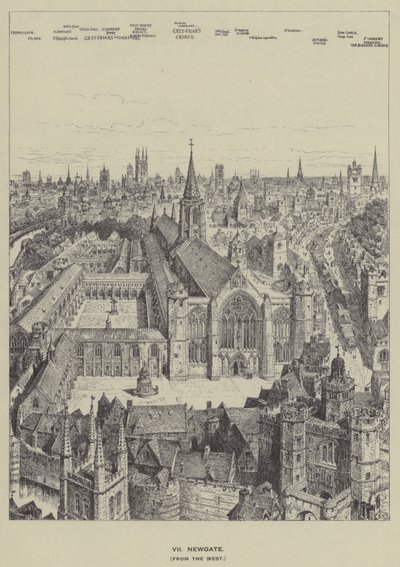 Newgate, från väst av Henry William Brewer