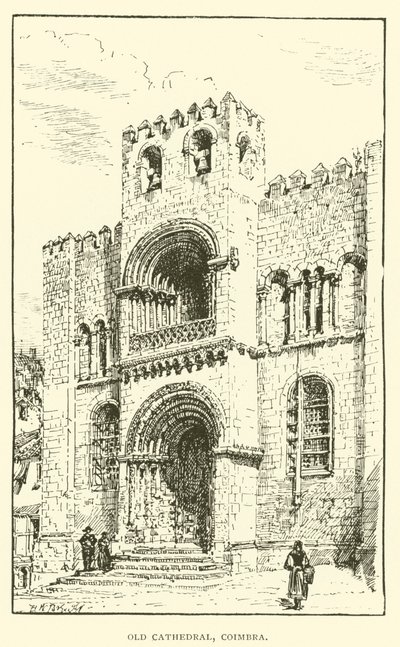 Gamla katedralen, Coimbra (gravyr) av Henry William Brewer