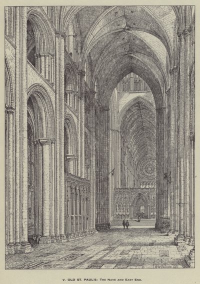 Old St Pauls, The Nave och East End av Henry William Brewer