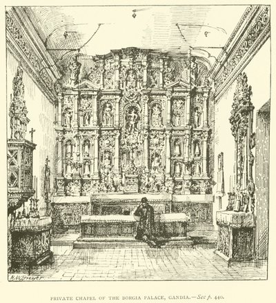 Borgiapalatsets privata kapell, Gandia (gravyr) av Henry William Brewer