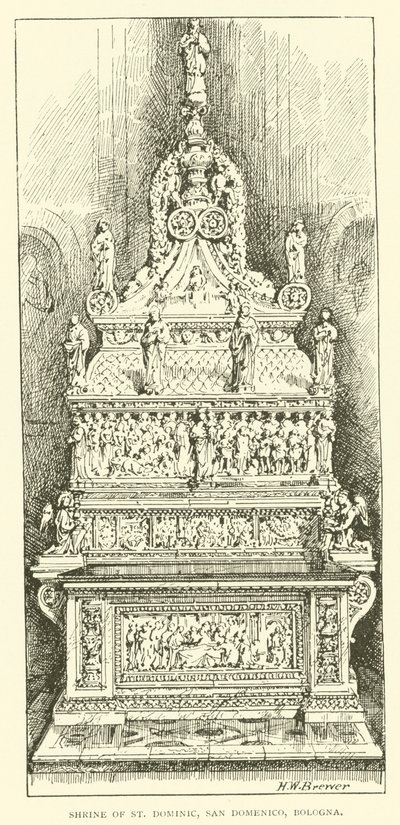 Sankt Dominicus helgedom, San Domenico, Bologna (gravyr) av Henry William Brewer