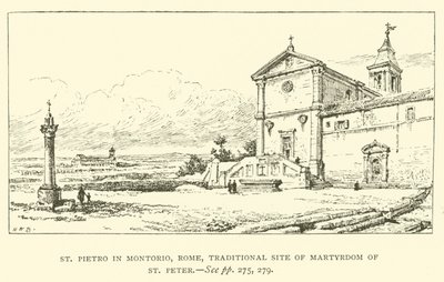 St Pietro i Montorio, Rom, traditionell plats för St Peters martyrskap (gravyr) av Henry William Brewer