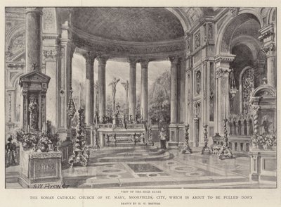 Den romersk-katolska kyrkan St Mary, Moorfields, City, som är på väg att rivas av Henry William Brewer