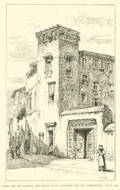 Torre del Melangolo, St Ignatius hus och hans följeslagare (gravyr) av Henry William Brewer