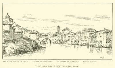 Utsikt från Ponte Quattro Capi, Rom (gravyr) av Henry William Brewer